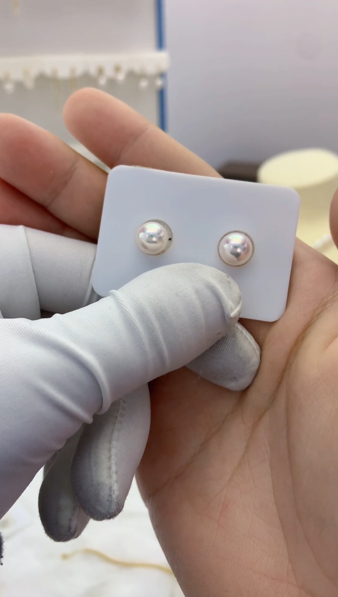 【闪购商品】海水珍珠饰品18K金镶嵌7-8素钉