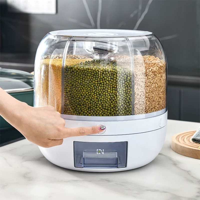 分格米桶旋转五谷杂粮装大米收纳盒家用防虫防潮密封放储米箱米缸