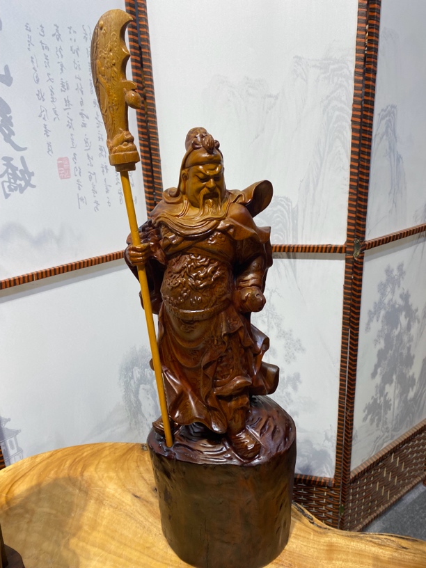 香樟木整木整雕关公