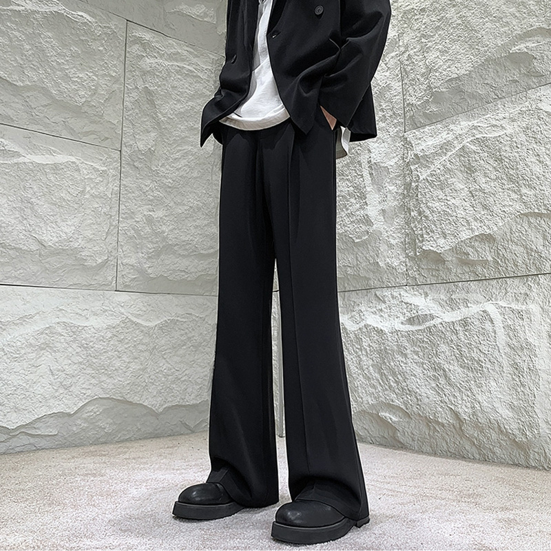 高级感痞帅西裤垂坠感男秋冬款加绒微喇cleanfit西装裤显腿长裤子