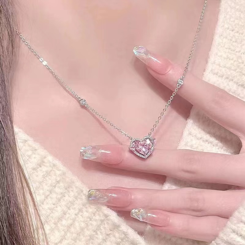 合金亚克力项链 【守护之心】妲己女仆同款爱心项链甜美心形锁骨链