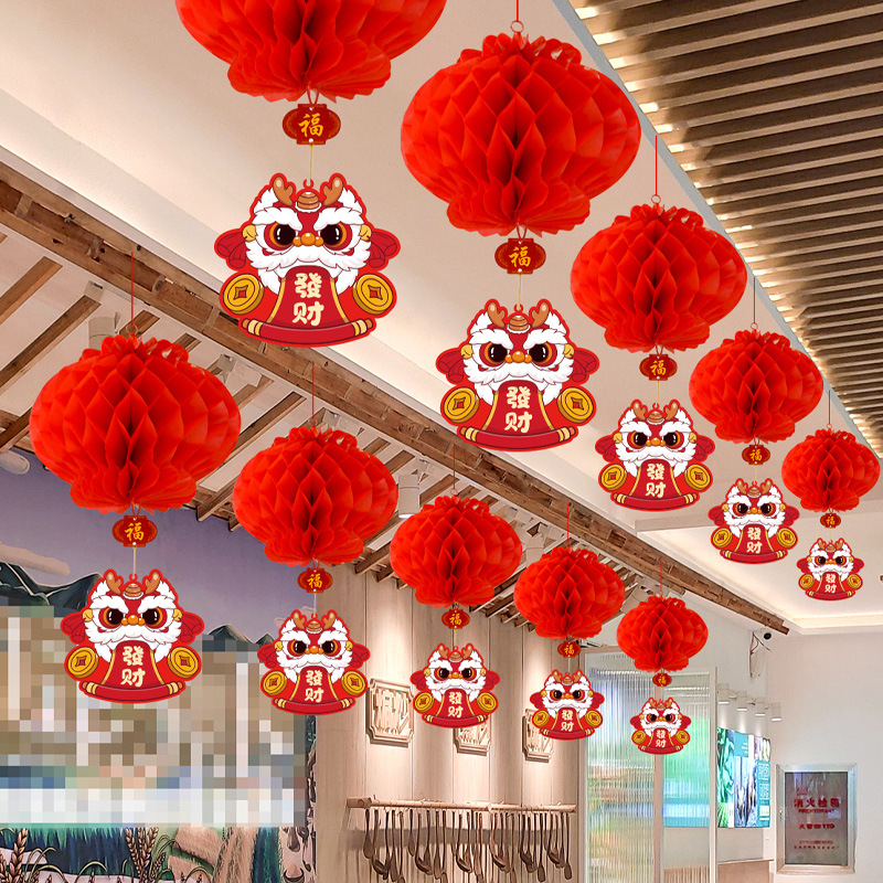 2024龙年创意小红灯笼挂饰新春过年装饰春节商场元旦场景布置挂件