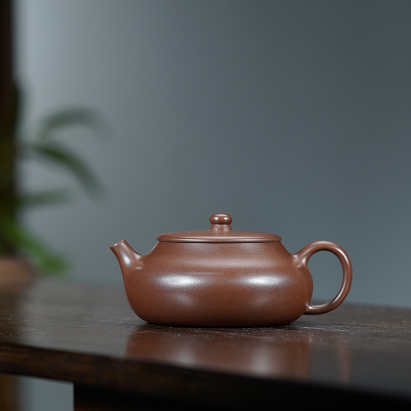 J3482徐正焦革紫泥乳瓢170cc左右紫砂壶