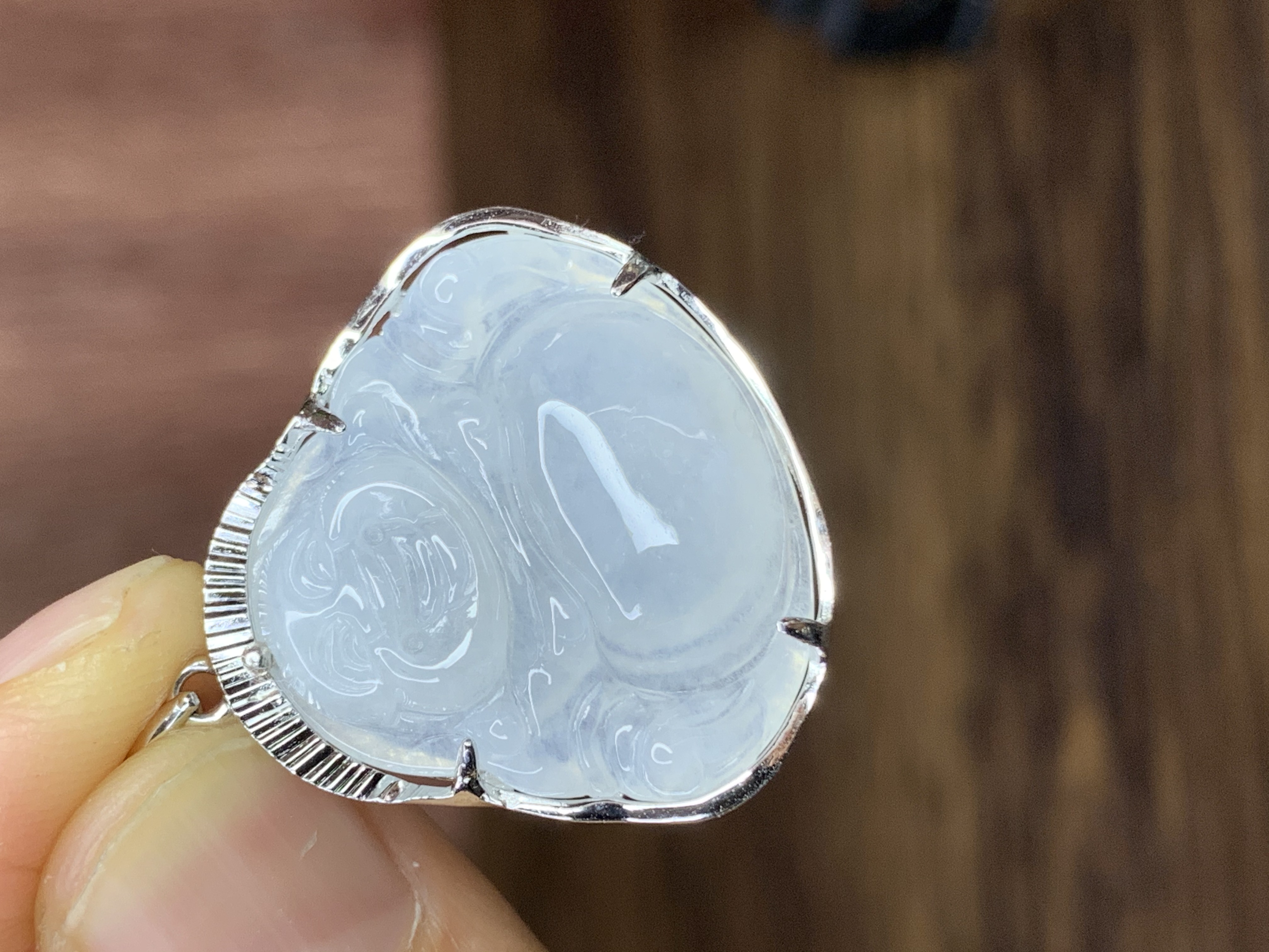 s925银镶嵌天然缅甸翡翠A货冰佛