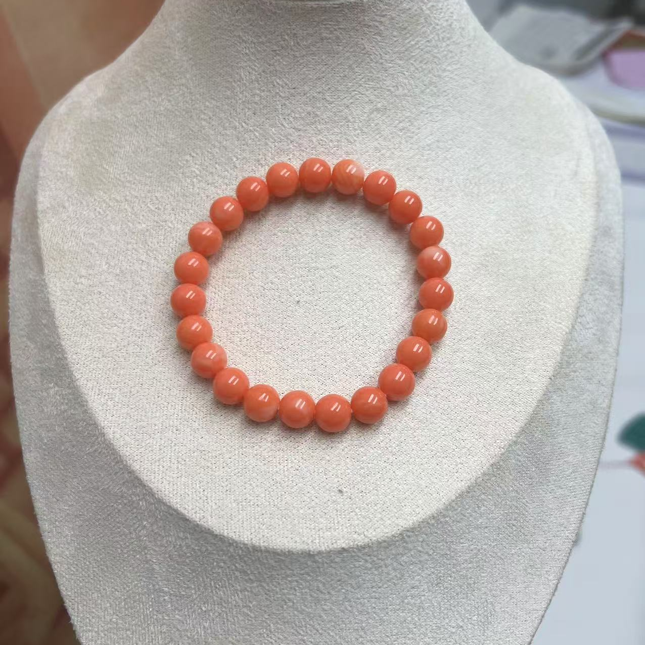 【沐言严选】三文鱼色8m圆珠手链A433