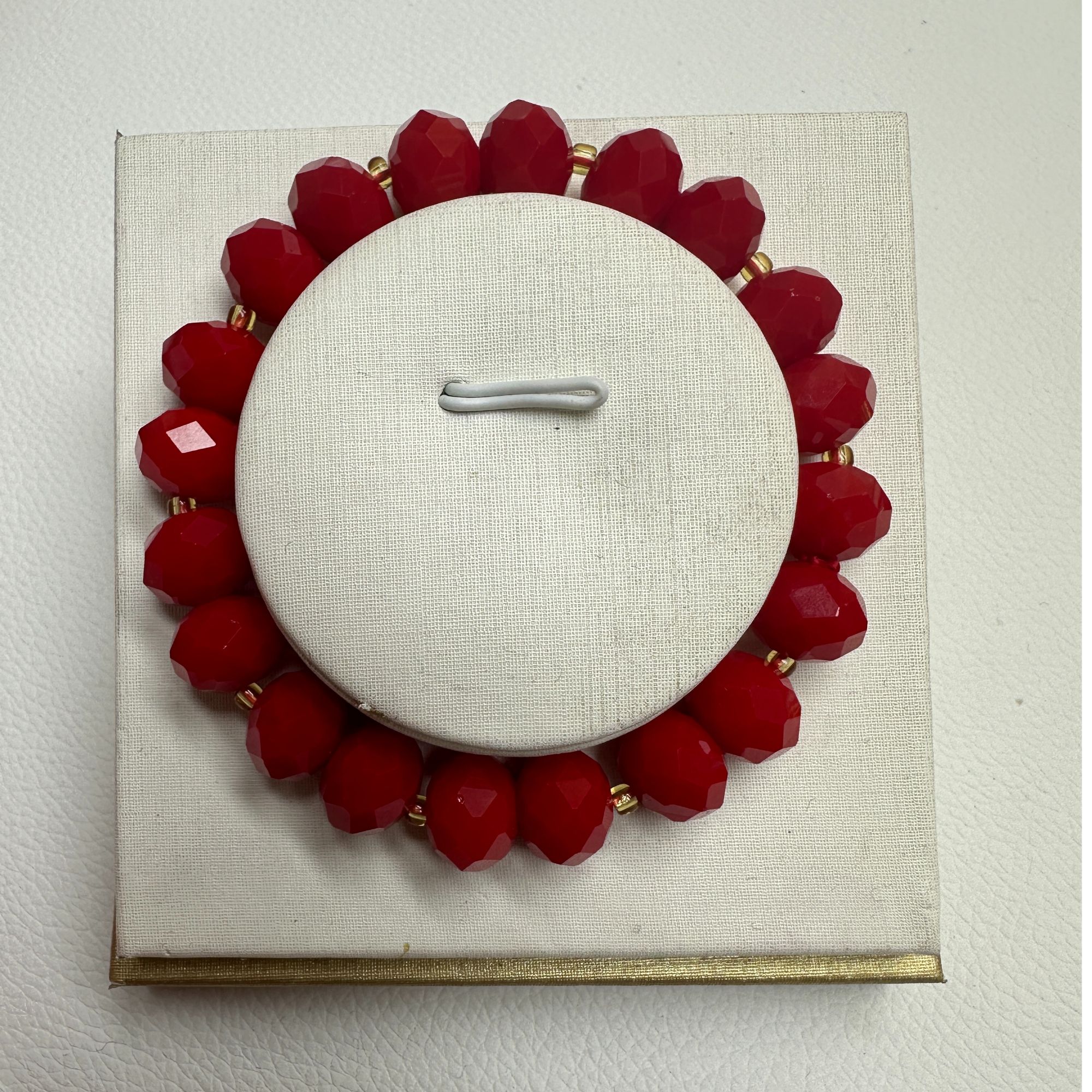 【沐言优选】DIY红色刻面12m手链A288