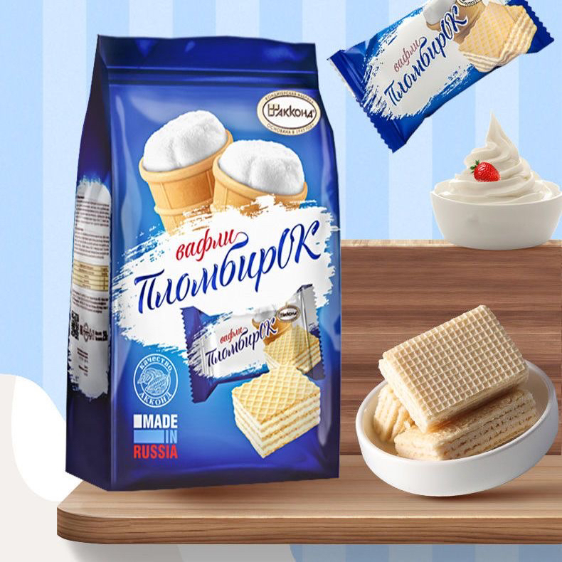 俄罗斯威化饼干阿孔特菲利莫奥利奥冰淇淋味熊猫拉丝饼休闲零食品