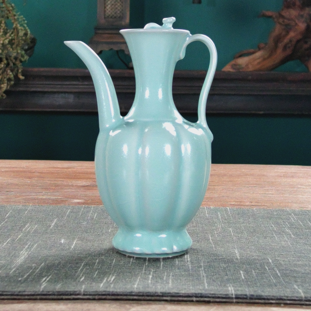  汝瓷甄选 仿古釉 精工大师李素华原矿汝窑 高端酒壶花酒壶