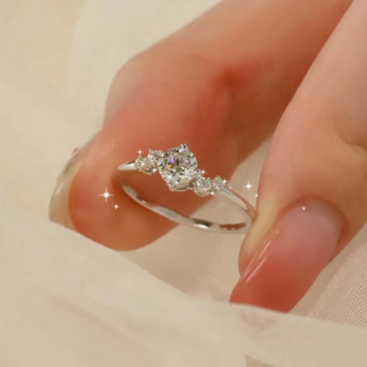 925银莫桑石银制品 （繁星）精致气质时尚简约百搭镶钻小众结婚