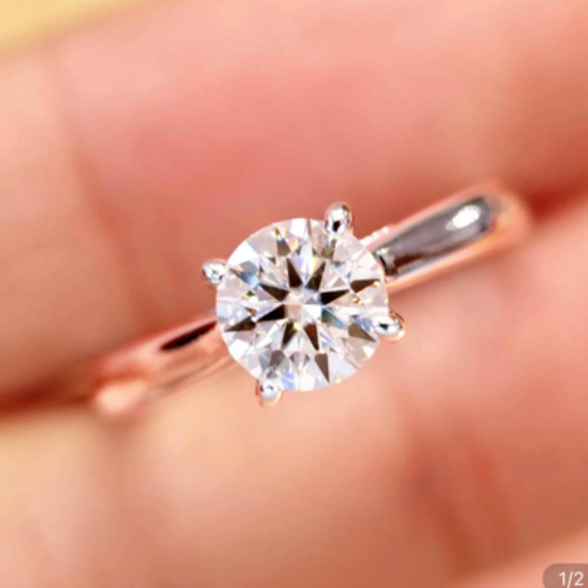 925银莫桑石银制品 （周家四爪）简约时尚经典光面精致女士结婚订婚