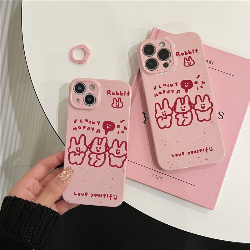 创意ins风粉色兔子苹果13pro max手机壳iphone14pro菲林壳1菲林壳