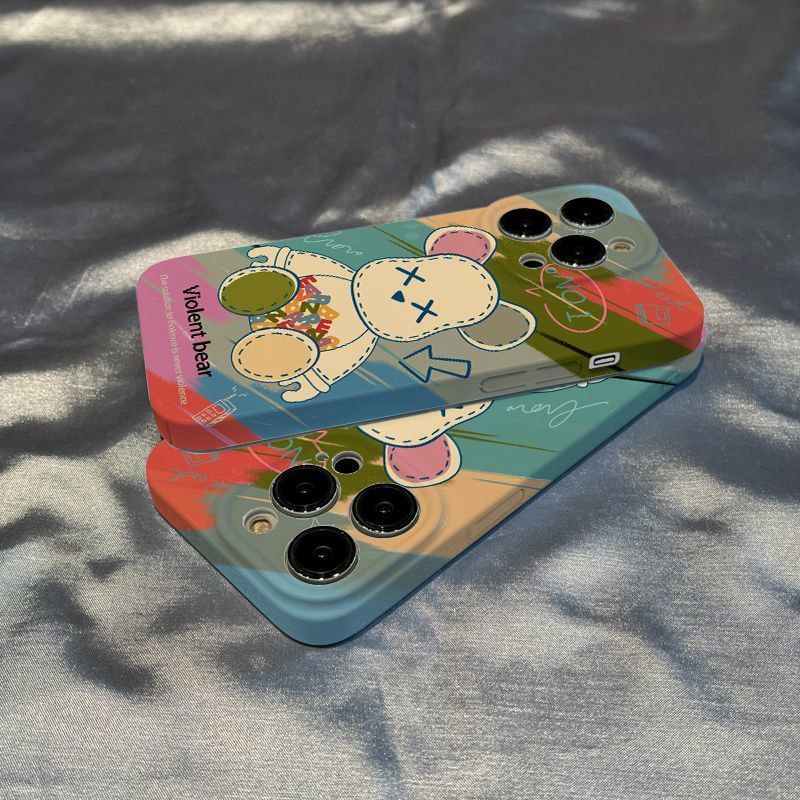 麻溜手机壳暴力熊13promax/14plus苹果iPhone11/12硬壳xsma菲林壳