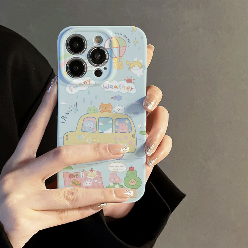 巴士动物7苹果14Pro手机壳13全包12promax菲林壳iPhone11创意卡通