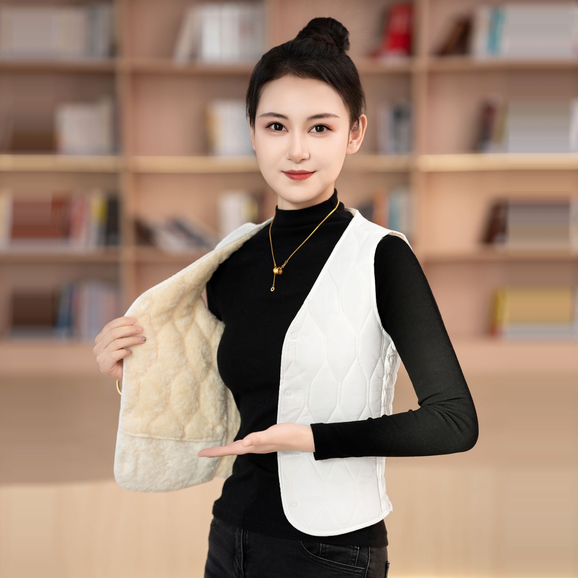 2025新款秋冬棉马甲女短款加绒加厚棉背心坎肩羊羔绒棉内胆修身