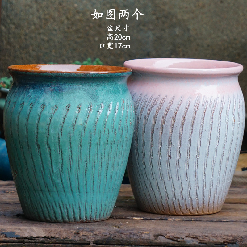 手工粗陶高陶罐多肉盆陶瓷法师老桩盆花卉玉坠植物花盆直筒紫砂盆