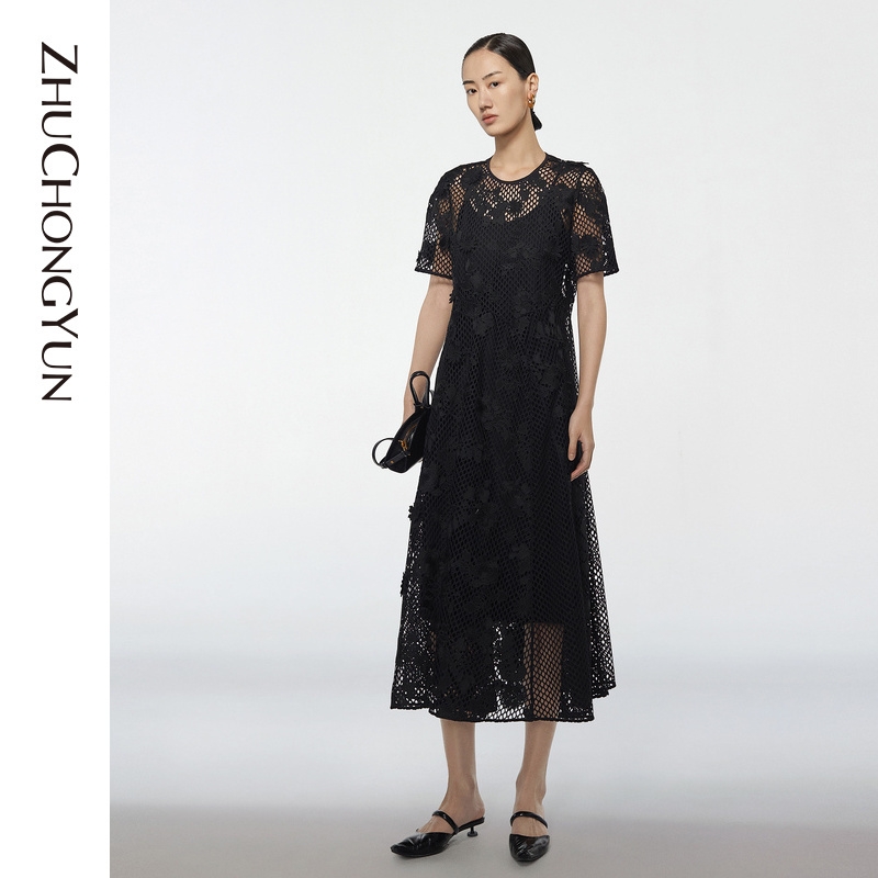 【米儿精选】ZHUCHONGYUN时尚春夏新款圆领连衣裙C1BW23706