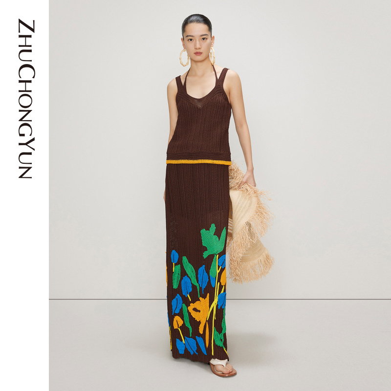 【米儿精选】ZHUCHONGYUN小众宽肩带柔软修身针织背心女