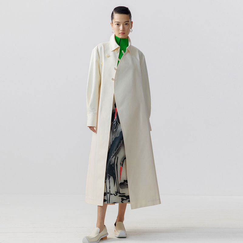 【米儿精选】ZHUCHONGYUN2023春新款斜门襟外套C1DE11978风衣