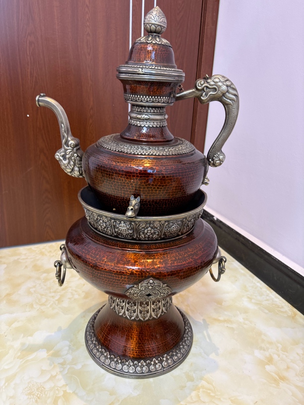 藏式手工纯铜套装铜器摆件铜酒壶大号