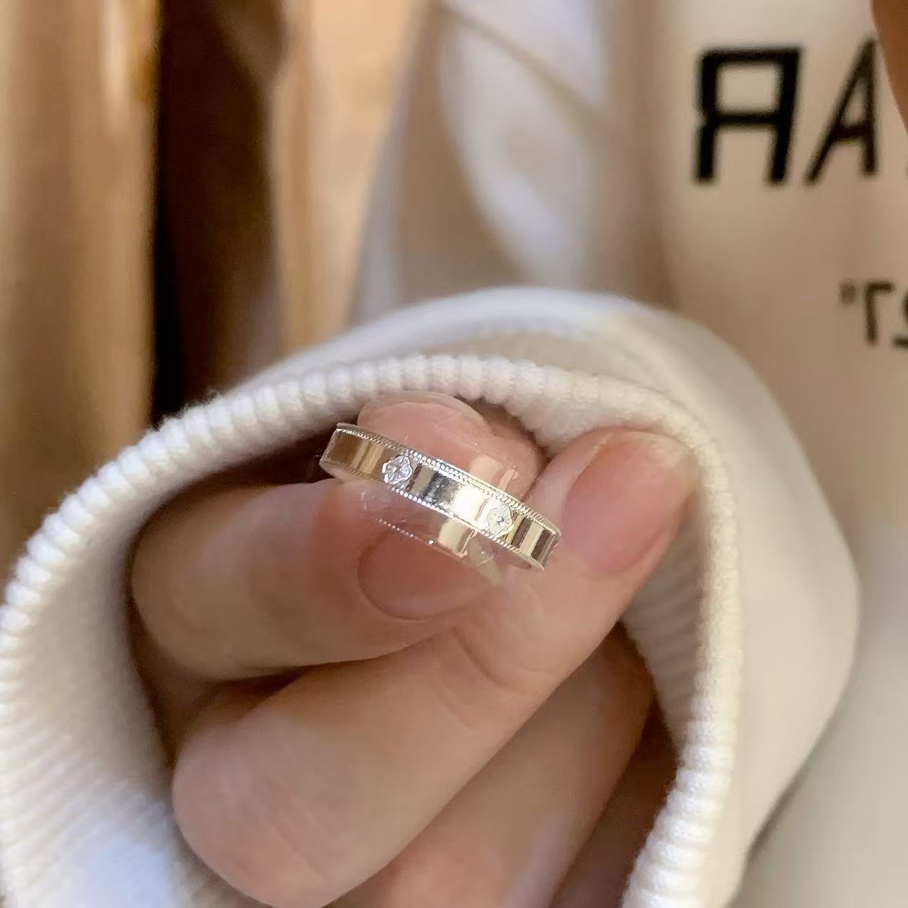 足银戒指 9999 银四叶草开口戒指轻奢时尚百搭简约精致小众气质