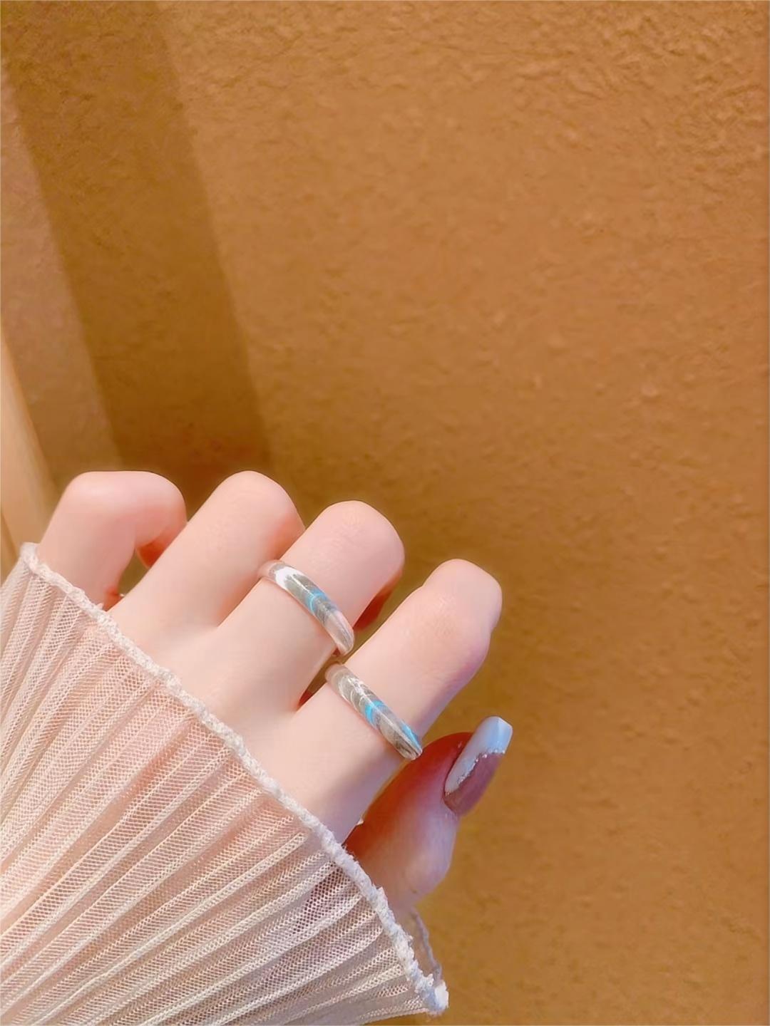 足银戒指 足银9999猫眼戒指开口轻奢小众女高级冷淡风指环可调节