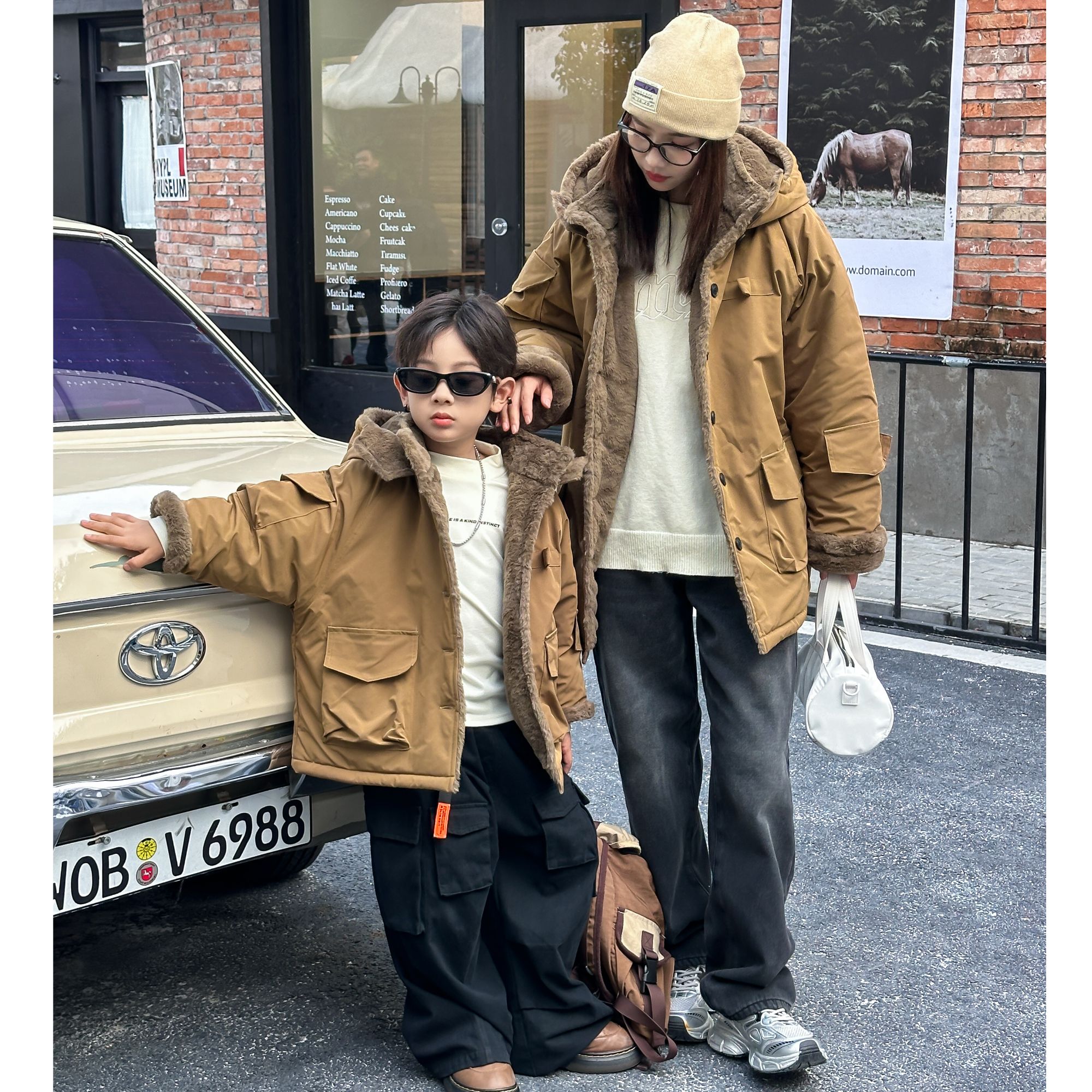 （一件过冬）亲子款中长款派克棉服男女冬款外套保暖连帽加绒加厚