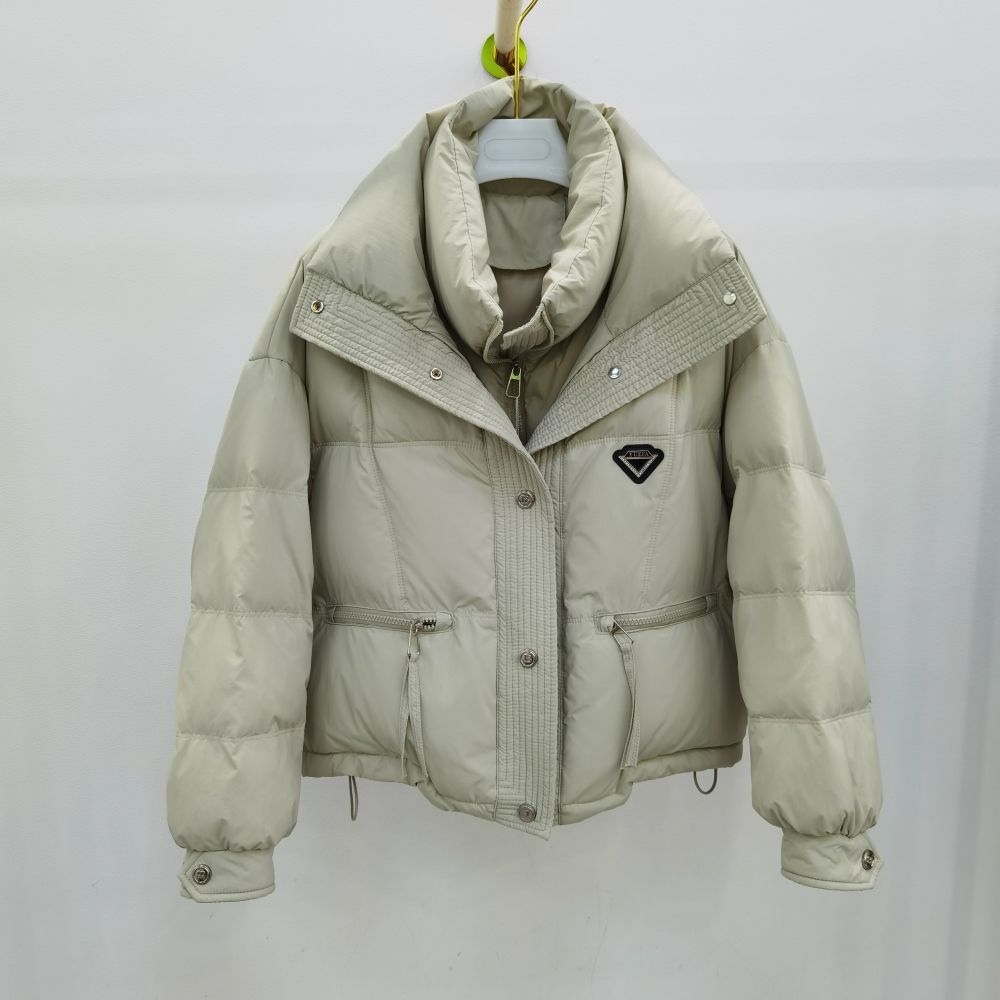 商场同款短款羽绒服女冬季新款洋气假两件防风领加厚白鸭绒面包服