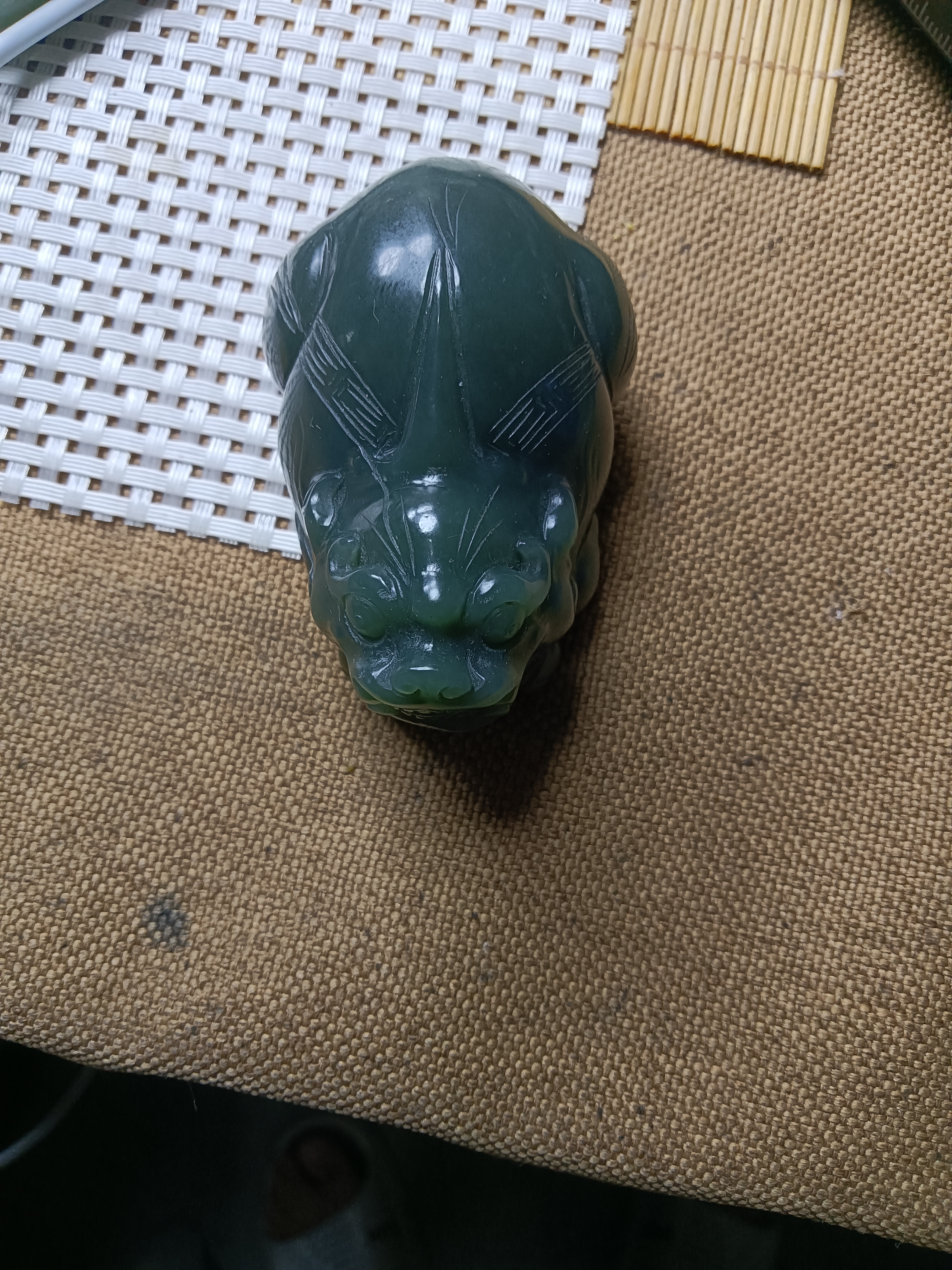 纯天然且末料貔貅手把件