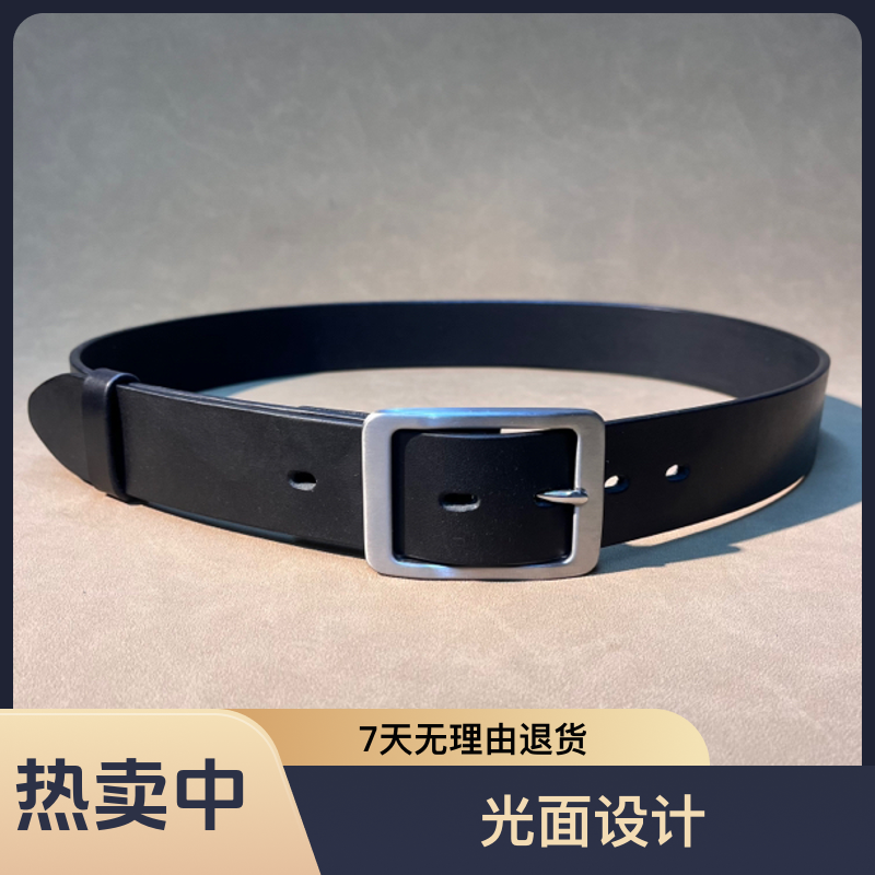 2023新款不锈钢扣商务休闲牛皮腰带男士皮带黑色真皮针扣