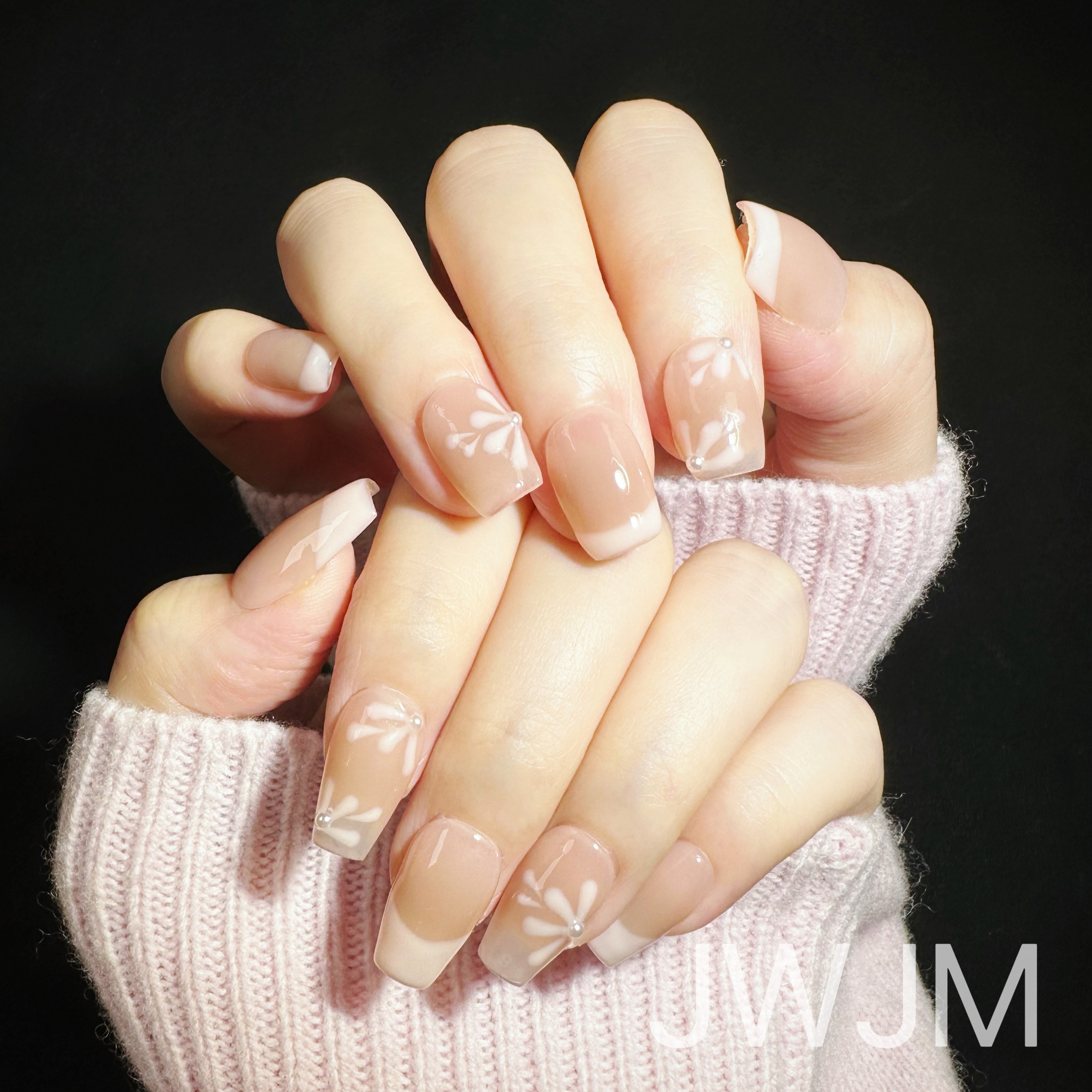 【孤品37号】JWJM设计手工穿戴甲气质显手长手白10片秋季甲片