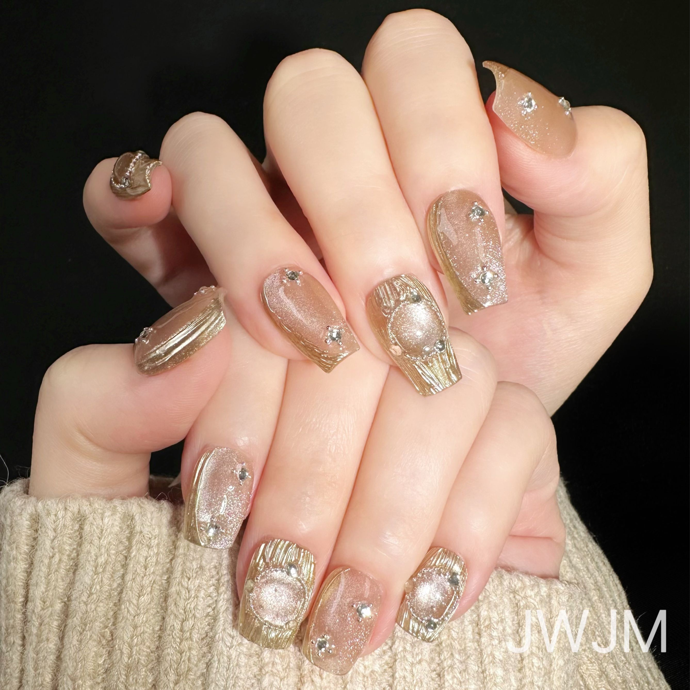 【孤品67号】JWJM设计手工穿戴甲复古优雅显手白手长10片春夏甲