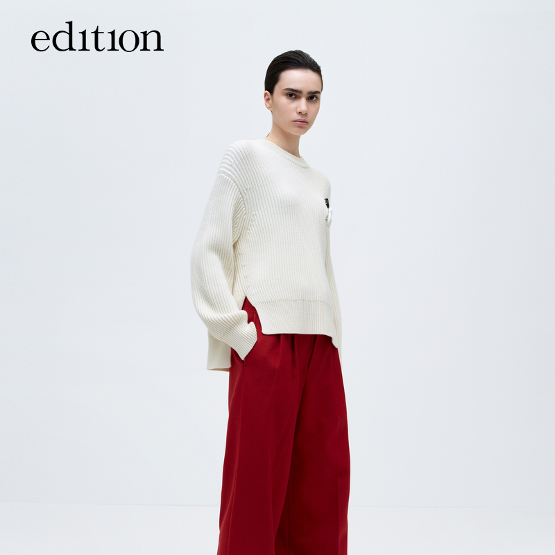 【赵老板专属】商场同款edition侧开衩纯羊毛套头毛衣#EBC4SWT030