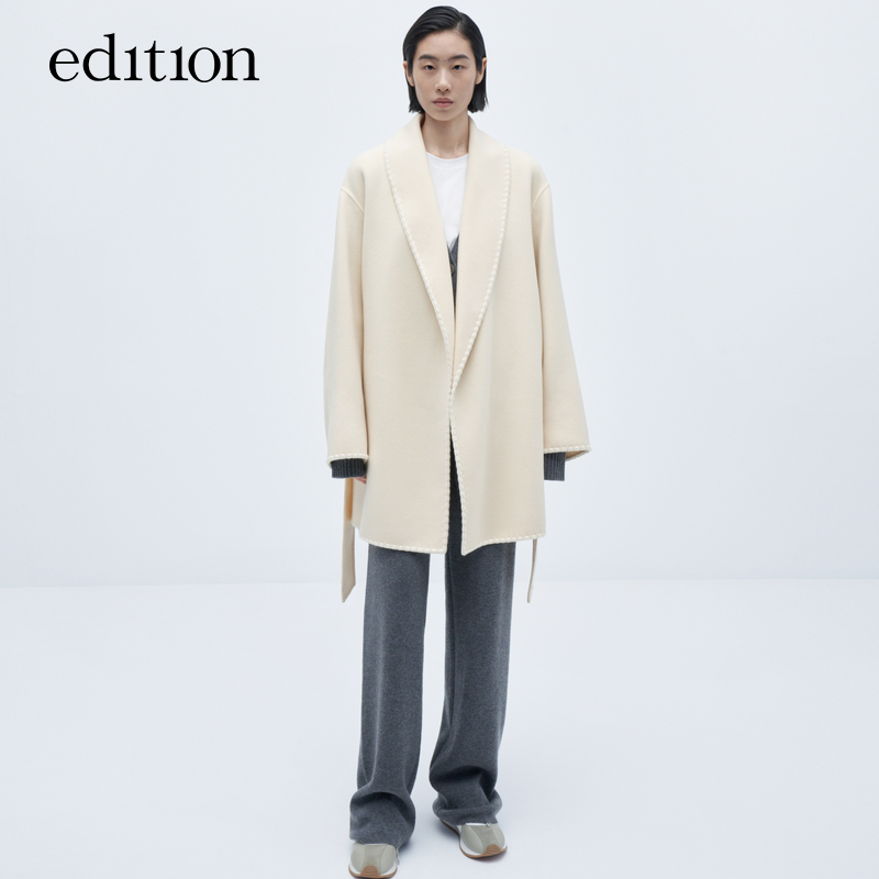 【赵老板专属】edition毛呢外套贝壳绣花边双面呢大衣#EBC4OVCT01