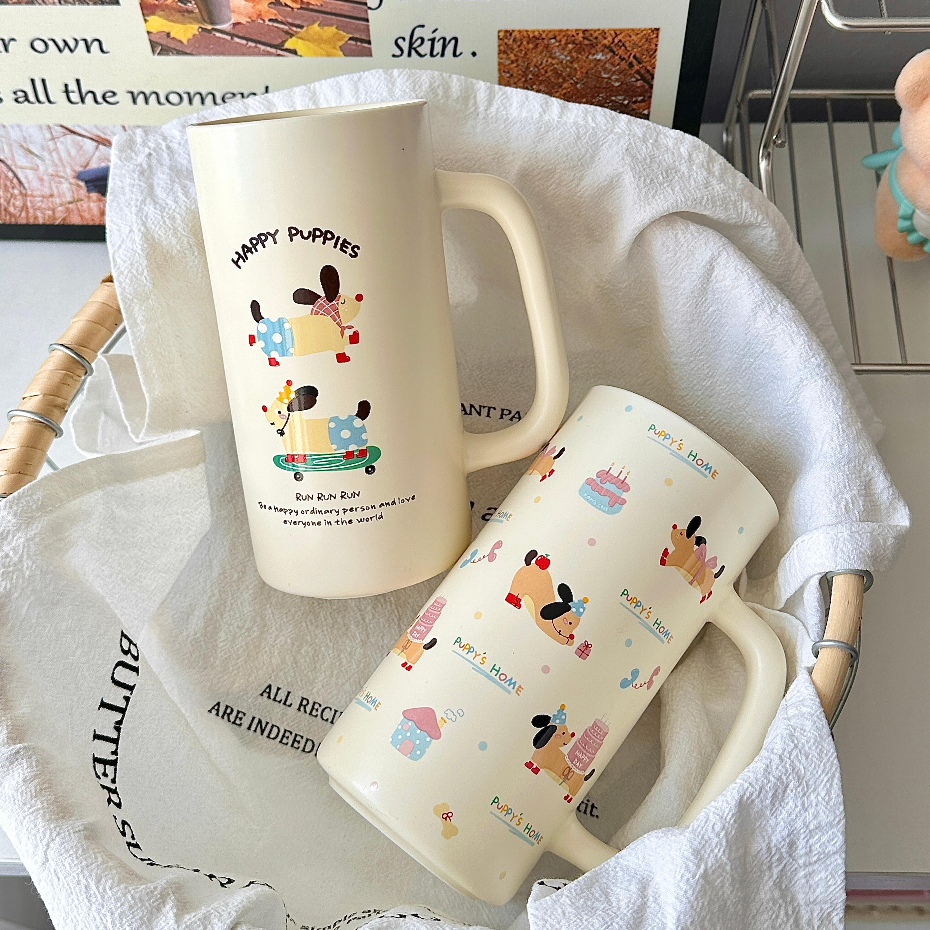 网红滑板小狗杯子简约生日礼物大容量水杯家用情侣陶瓷杯子可爱