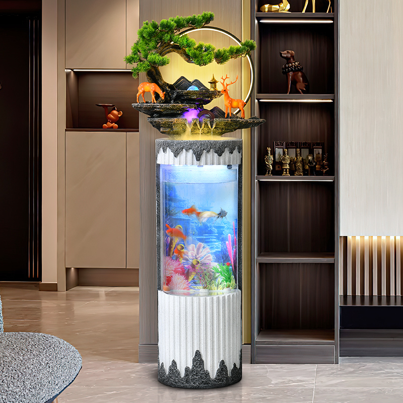 7150客厅流水鱼缸落地风水摆件循环水大堂会所茶室书房招财