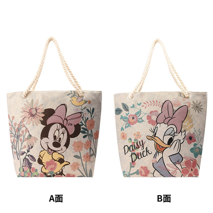 阪织屋迪士尼系列联名款田园刺绣包AB面图案休闲百搭文艺拉链包