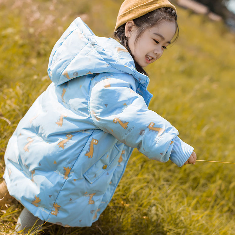 儿童羽绒服男童中长款2023新款洋气韩版中小女童宝宝加厚冬装潮