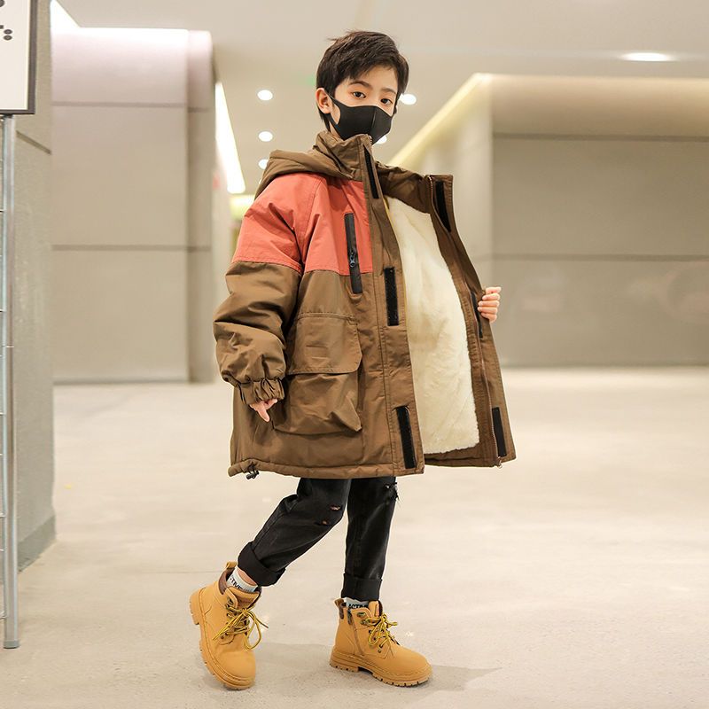 童装男童秋冬装洋气派克服棉服2023新款加绒加厚外套棉衣冬季款潮