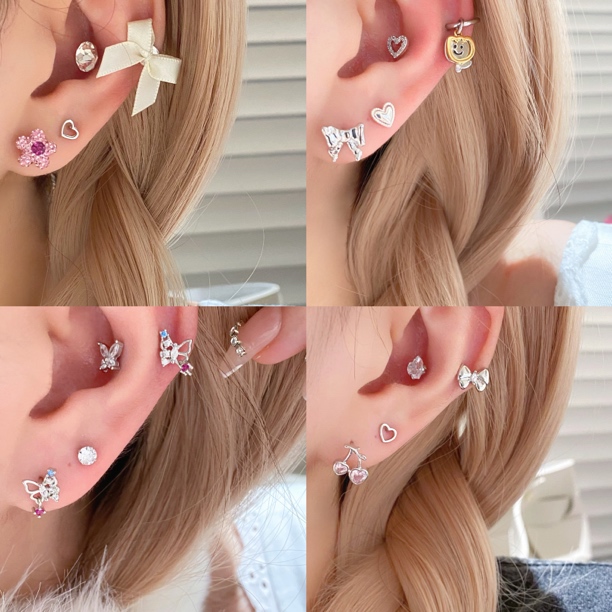 钛钢合成锆石耳饰 B组 耳骨钉直播链接小众耳钉耳圈