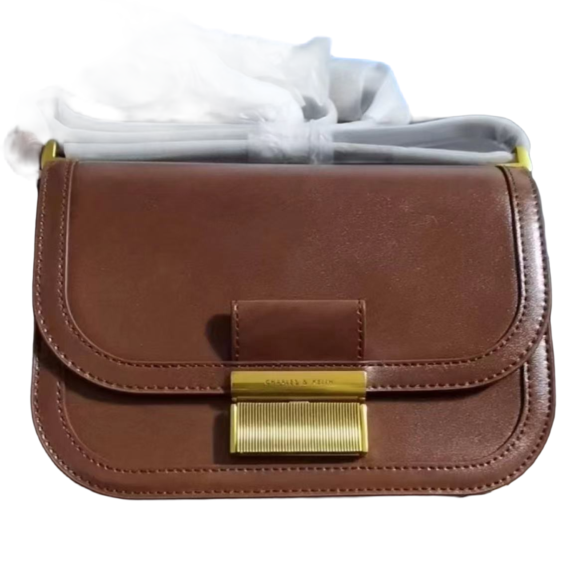 全新未使用棕色轻奢单肩斜挎包