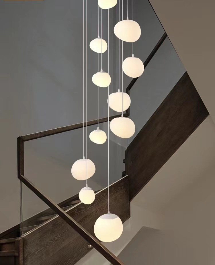 奶油风loft楼梯灯复式楼客厅灯中空挑空楼梯间公寓楼梯吊灯简约，，