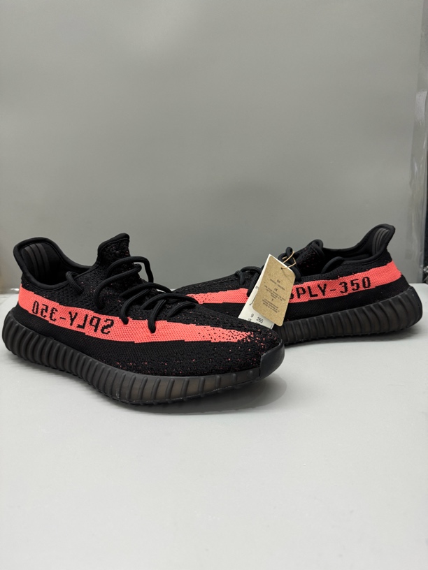 43码 阿迪达斯 Yeezy 350 黑红 低帮 透气休闲鞋
