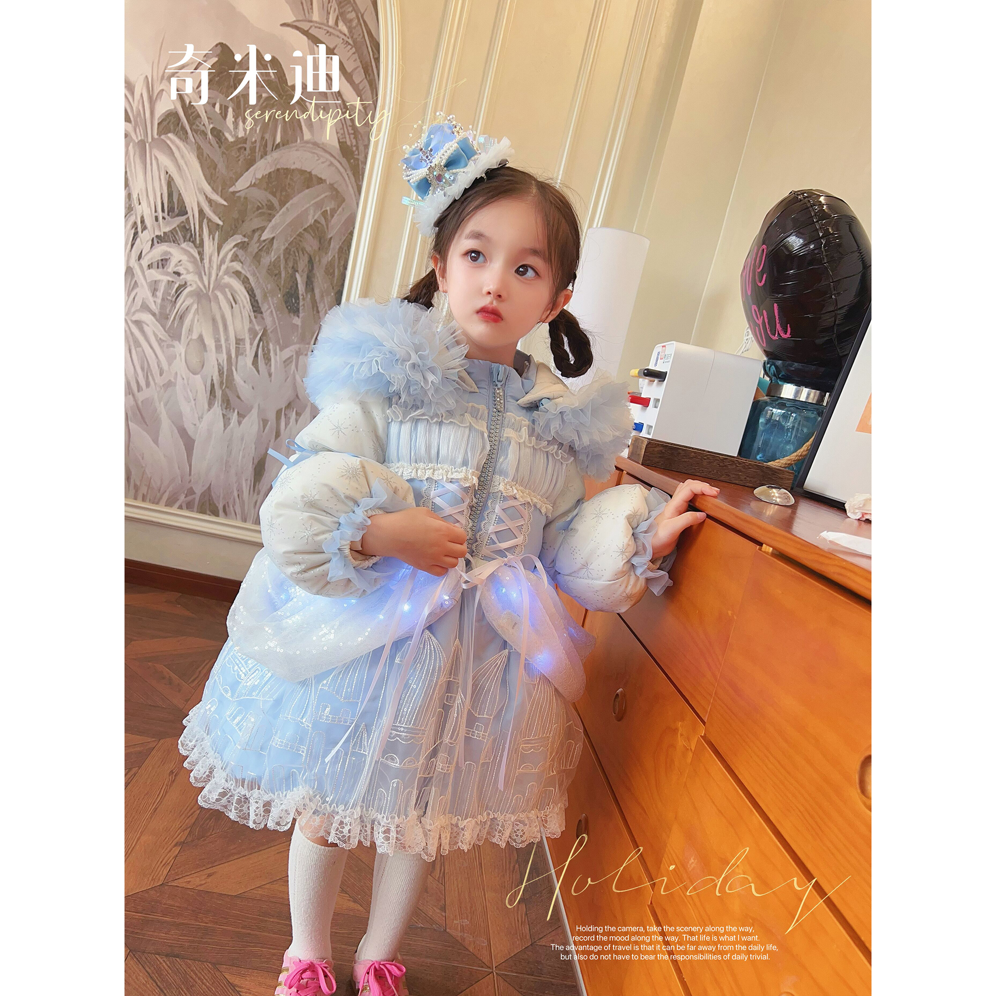 现货【爱莎】奇米迪女童公主羽绒服加厚2023冬装儿童保暖外套48001