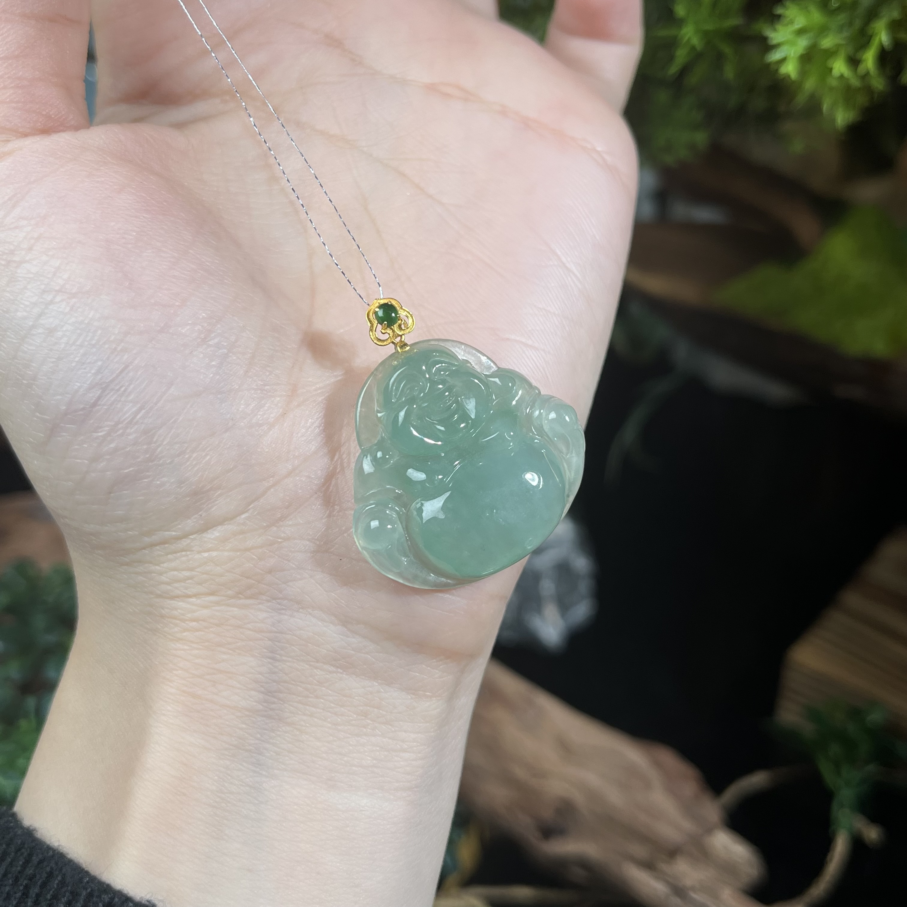 【翡翠小洋姐】天然A货翡翠 18K金冰晴佛公 C22070/D006