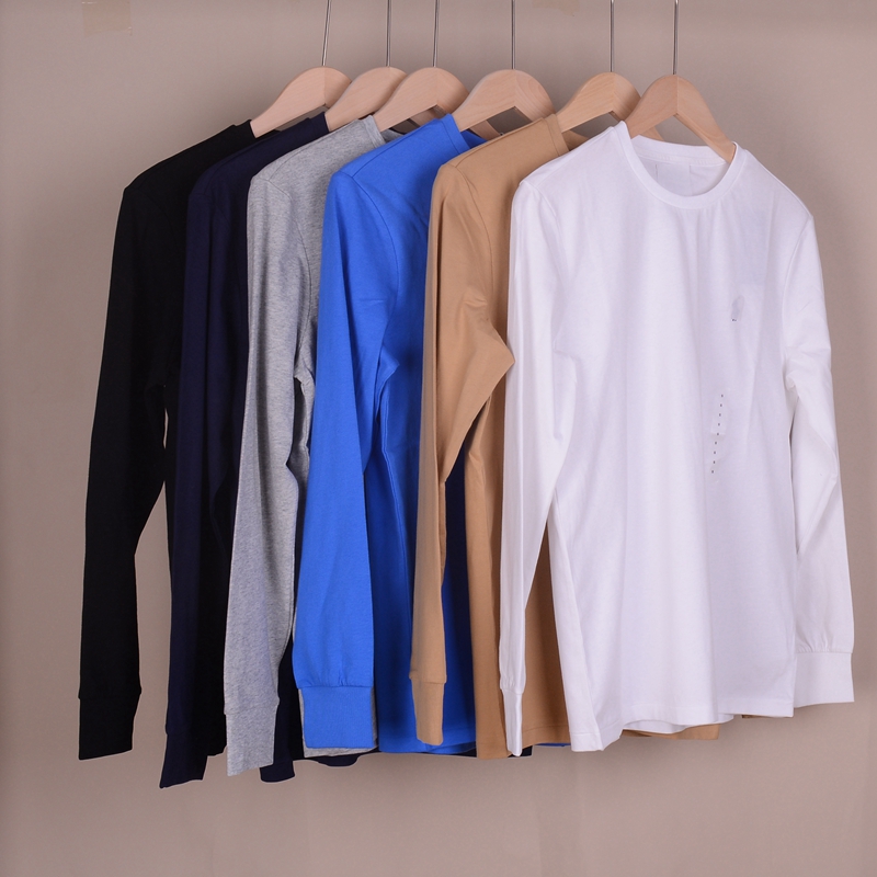 010半高领男装基本款纯棉圆领长袖T恤纯色