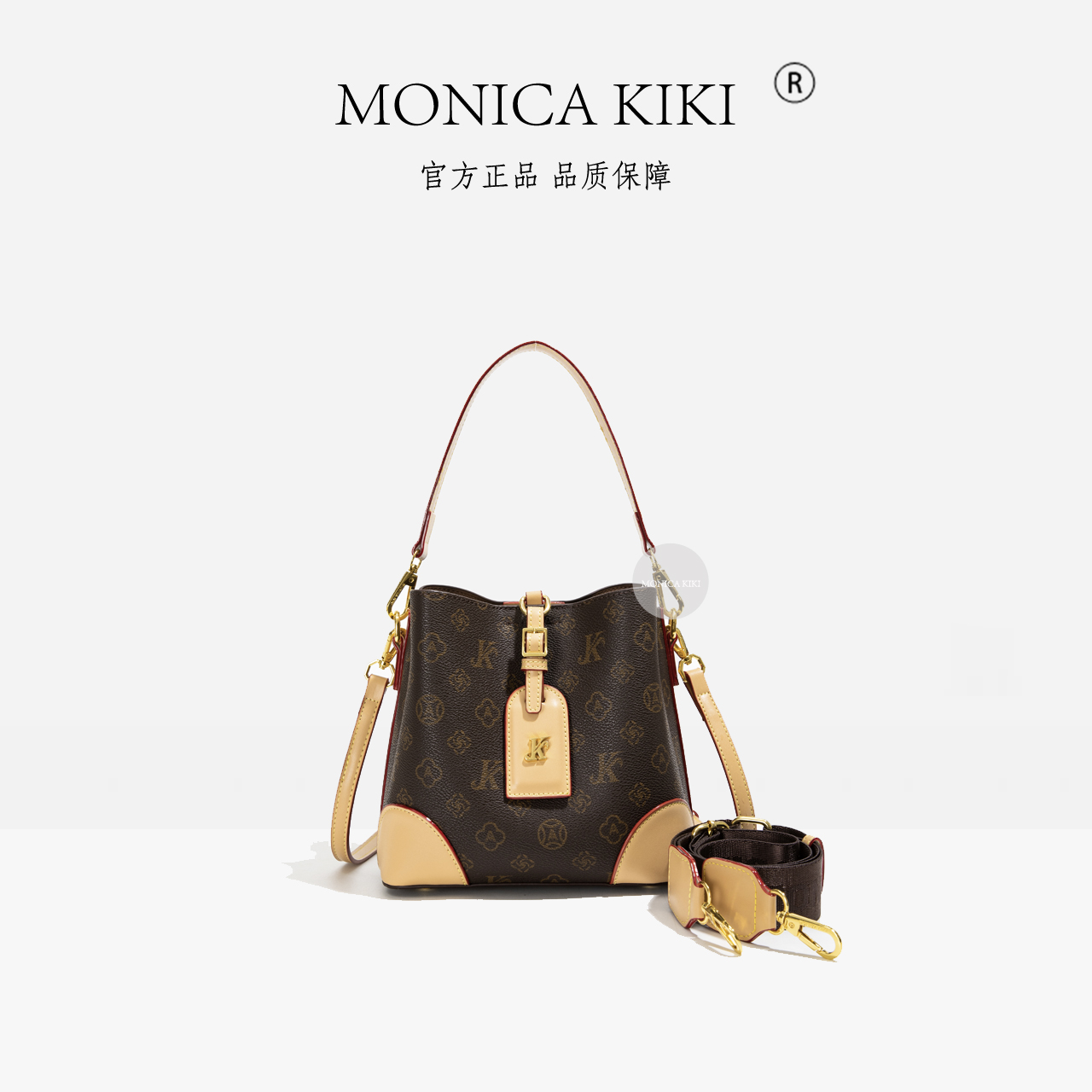 MONICA KIKI/莫妮卡奇奇2024新款经典复古百搭单肩斜挎波士顿包