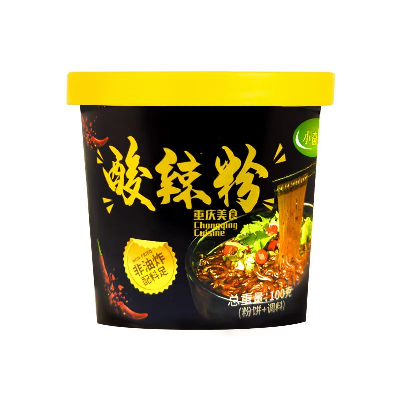 【9.9元到手8桶】黑金版酸辣粉美味酸爽夜宵即食冲泡非油炸红薯粉