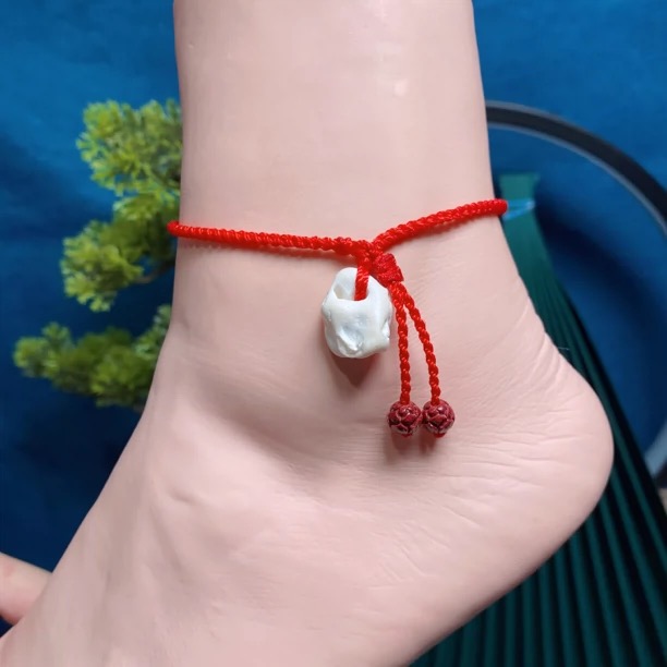 非金属布艺脚链 女红绳脚链编织猪惊骨压惊成人手脚绳手工桃木花