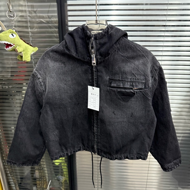 全新未使用 Prada/普拉达 双面尼龙牛仔金属三角标夹克外套/36码