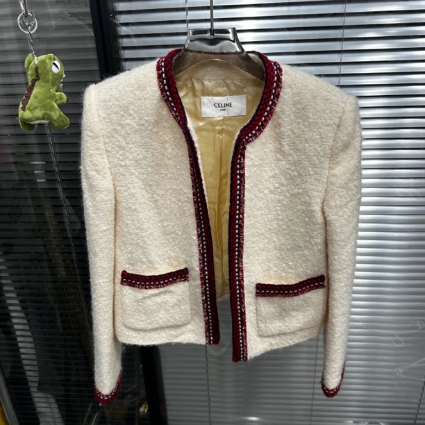 全新未使用 Celine/思琳 CHASSEUR 米色编织夹克外套/38码